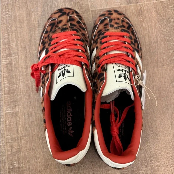 adidas Gazelle Leopard Print Sneakers with White Stripes and Brown Sole - Picture 5 of 8